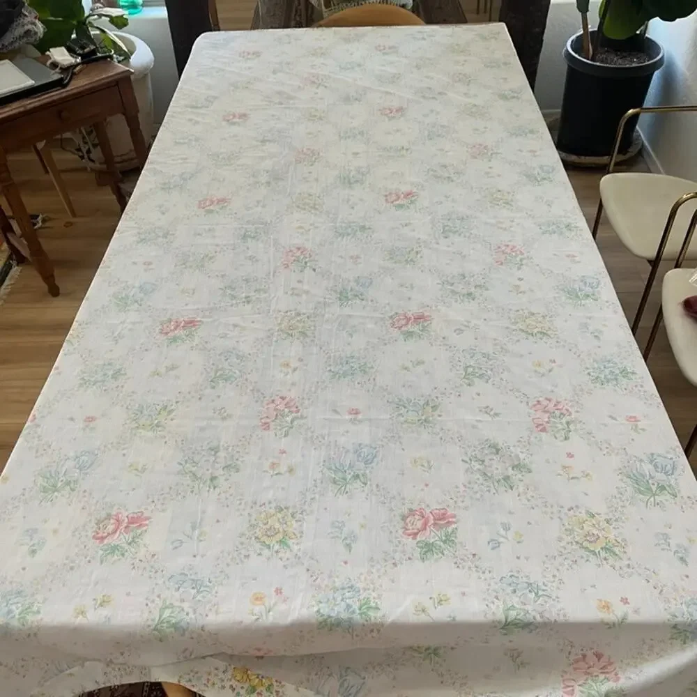 Vintage Lady Pepperell Rose Floral Full Size Flat Sheet